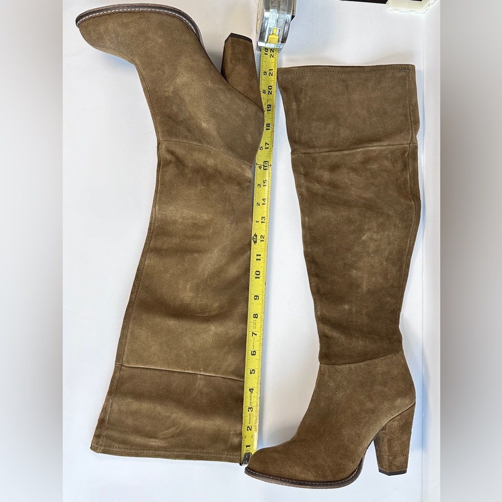 ZARA Knee High Suede Zip Up Women’s Boots Size 8 US Camel Brown